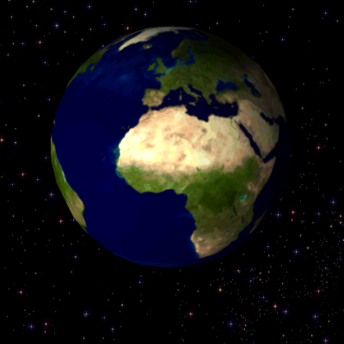 Animated view of rotating earth from space